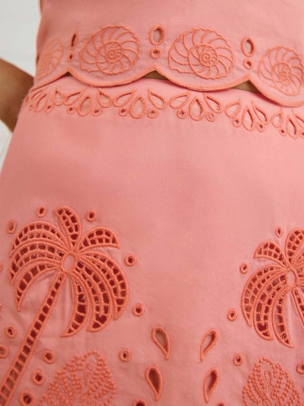 crown & ivy Sewing Down South Coral Blast Embroidered Top and Skirt Set - Picture 5 of 11